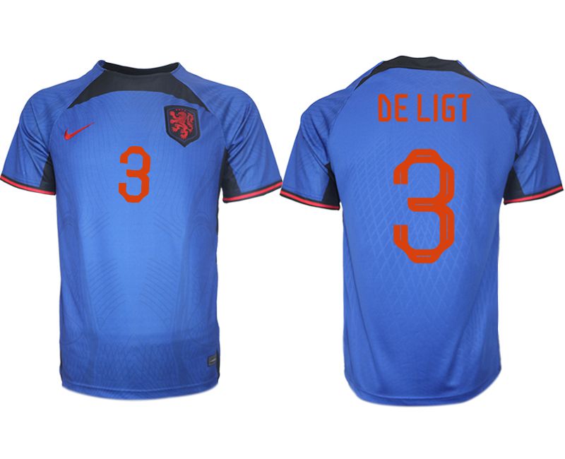 Cheap Men 2022 World Cup National Team Netherlands away aaa version blue 3 Soccer Jersey